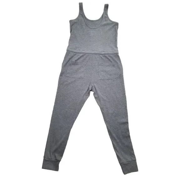Chaser Cozy Rib Low Back Tank Jumpsuit Grey Size Small